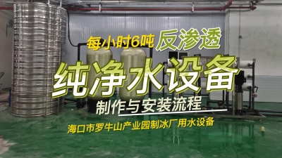 每小時(shí)6噸反滲透純凈水設(shè)備制作與安裝流程，海南制冰廠用水設(shè)備